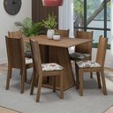 Ver imagem 1 de Conjunto Sala de Jantar Mesa Tampo de Madeira 6 Cadeiras Rustic/hibiscos Sharon Madesa