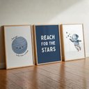 Ver imagem 1 de Kit 3 Quadros Decorativos Infantil - Menino Das Estrelas NO2 - 30x40 - Moldura Madeira