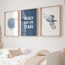 Ver imagem 2 de Kit 3 Quadros Decorativos Infantil - Menino Das Estrelas NO2 - 30x40 - Moldura Madeira