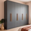 Ver imagem 1 de Guarda Roupa Casal 8 Portas 4 Gavetas com Cabideiros e Prateleiras 237x200x47cm Cinza/Onix