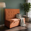 Ver imagem 1 de Canto Alemão Recamier Bau + Painel Madri 120cm Veludo Terracota - Inova Decor