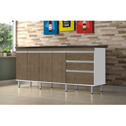 Gabinete Para Pia 2 Metros 100% Mdf Puxador Alumínio Oferta - Marrom - 2 Gabinete Para Pia 2 Metros 100% Mdf Puxador Alumínio Oferta - Marrom - 2