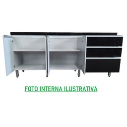 Gabinete Para Pia 2 Metros 100% Mdf Puxador Alumínio Oferta - Marrom - 5 Gabinete Para Pia 2 Metros 100% Mdf Puxador Alumínio Oferta - Marrom - 5