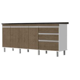 Gabinete Para Pia 2 Metros 100% Mdf Puxador Alumínio Oferta - Marrom - 1 Gabinete Para Pia 2 Metros 100% Mdf Puxador Alumínio Oferta - Marrom - 1