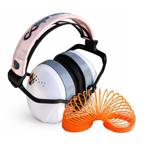 Abafador de Ruídos para Autistas 26db Ajustável com Arco Rosa + Mola Cognitiva