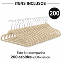 Ver mais imagens de Kit 200 Cabides Premium Veludo Rrister Adulto Slim Antideslizante para Closet Organizado