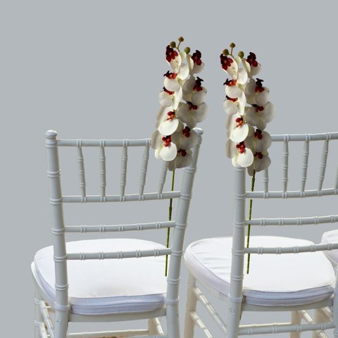 Kit 2 Orquídeas Artificiais 110cm Toque Real Branco Luxo para Vaso e Aparador