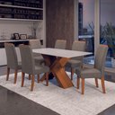 Ver imagem 2 de Conjunto de Mesa Sala de Jantar Tampo com Vidro 1,80m 6 Cadeiras Grécia Dobuê