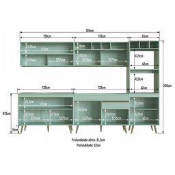 Cozinha Completa One 10 Portas com Vidro 1 Gaveta Verde Bellagio - Gralar - 4