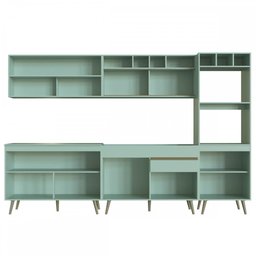 Cozinha Completa One 10 Portas com Vidro 1 Gaveta Verde Bellagio - Gralar - 3