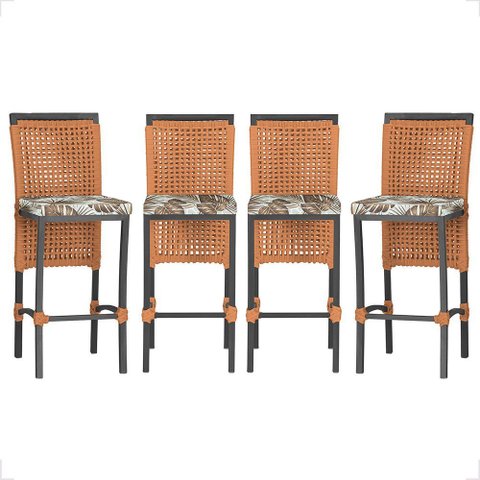 4 Banqueta em Alumínio Roma Preta Corda Náutica Tecido 6