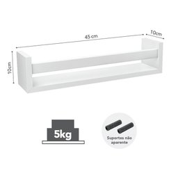 Prateleira Revisteiro Prat-k Decorare Branco 10x10x45cm - 2