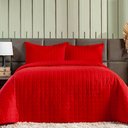 Ver imagem 2 de Kit Cobre Leito Milano Casal Micropercal 300 Fios Matelado Colcha 3 Peças Vermelho