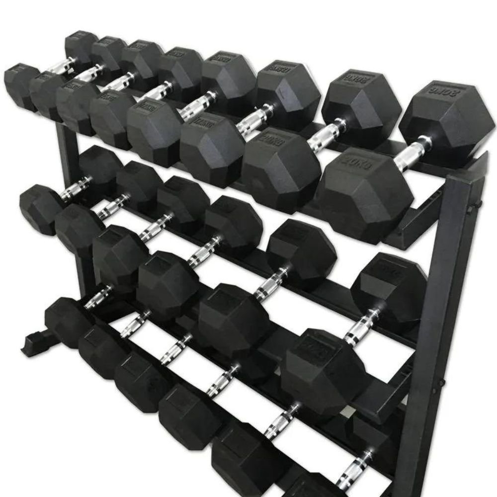 Kit Halteres Sextavado 10 Pares 12,5kg a 35kg As2102 Preto - 6