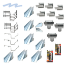 Ver imagem 1 de Kit de Calha Telhado Beiral 14m Calha Galvanizada Saída Redonda - Suporte Prolongado Galvocalhas