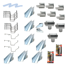 Kit de Calha Telhado Beiral 14m Calha Galvanizada Saída Redonda - Suporte Prolongado Galvocalhas - 1