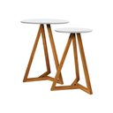 Ver imagem 4 de Mesa Lateral Mezinhas Brisa Alta Redondo MDF Madeira 50cm Branco Casah