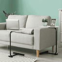 Ver imagem 2 de Mesinha de Apoio para Braço do Sofá Oval em Metal Branco e Preto Mdf 62cm 15083-pl