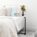 Ver imagem 3 de Mesinha de Apoio para Braço do Sofá Oval em Metal Branco e Preto Mdf 62cm 15083-pl