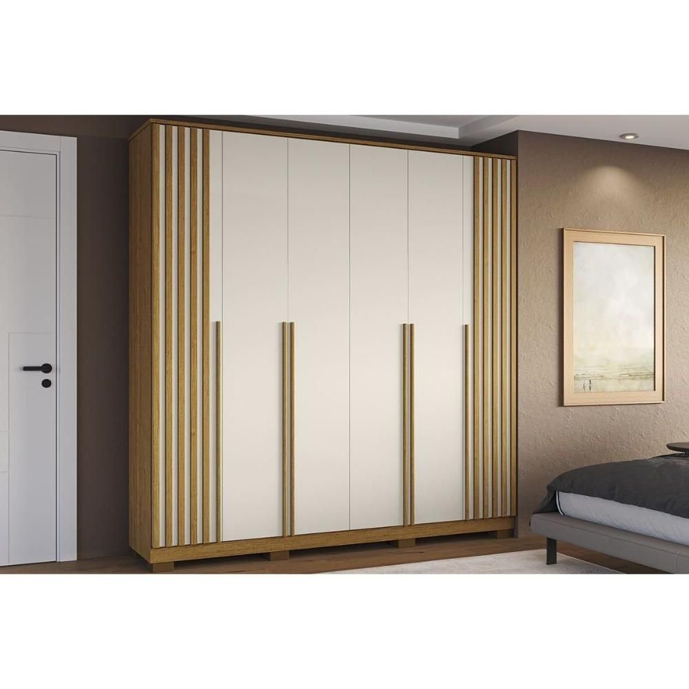 Guarda Roupa Casal 6 Portas (2 Ripadas) e 4 Gavetas Jamile
