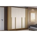 Ver imagem 1 de Guarda Roupa Casal 6 Portas (2 Ripadas) e 4 Gavetas Jamile Cinamomo/off White - Acp