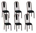 Ver imagem 1 de Kit 6 Cadeiras Madri Corino Preto Lirio Tubo Marrom Cafe