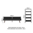 Ver imagem 3 de Rack para Tv até 65 Polegadas Madesa Londres e Estante Escada - Preto