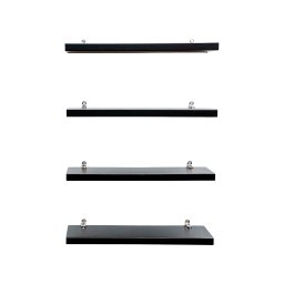 Kit 4 Prateleiras 100% MDF cor PRETO 30x10x1,5cm + Suporte de instalação - 1