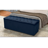 Baú Calçadeira Guarda Volumes Recamier Quarto Estofado:suede Azul Marinho - 3