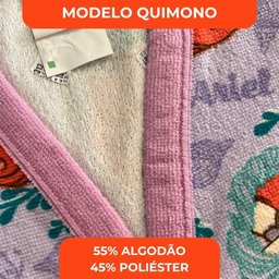 Roupão Aveludado Lepper Estampado Personagens Infantil Pequena Sereia G - 6