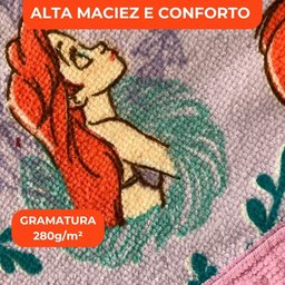 Roupão Aveludado Lepper Estampado Personagens Infantil Pequena Sereia G - 2