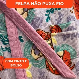 Roupão Aveludado Lepper Estampado Personagens Infantil Pequena Sereia G - 3