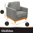 Ver imagem 6 de Kit Poltrona e Sofa Berlim 2 Lugar Base de Madeira Tecido Acquablockl Cinza Chumbo
