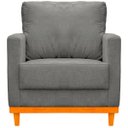 Ver imagem 1 de Kit Poltrona e Sofa Berlim 2 Lugar Base de Madeira Tecido Acquablockl Cinza Chumbo