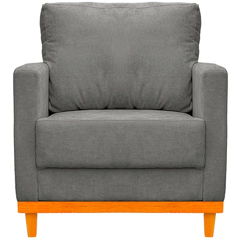 Kit Poltrona e Sofa Berlim 2 Lugar Base de Madeira Tecido Acquablockl Cinza Chumbo