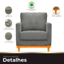 Ver imagem 5 de Kit Poltrona e Sofa Berlim 2 Lugar Base de Madeira Tecido Acquablockl Cinza Chumbo