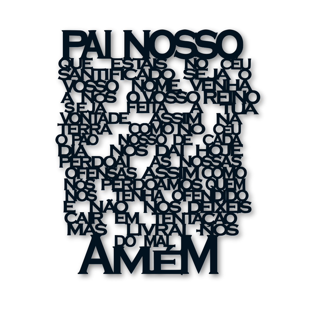 Painel Oração Pai Nosso em Relevo Mdf 3mm Quarto Sala Parede