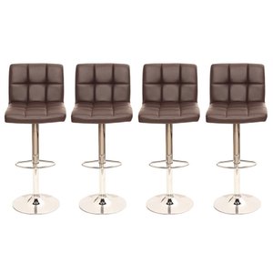 Kit 4 Banquetas Altas de Cozinha Ilha Bancada Gourmet Estofadas Gomos Marrom