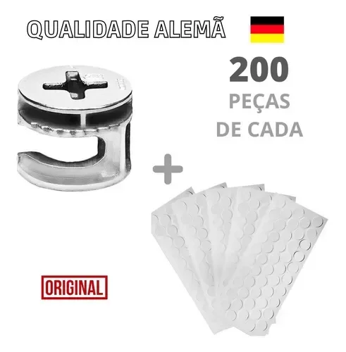 Ver imagem 3 de Kit C/ 200 Tambor Minifix 15X11 Natural P/15mm + 200 Tapa Furos Adesivos Branco Tx 19mm