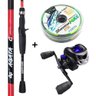 Vara Agata 1,83m 6-12lbs 2 Partes - Albatroz + Carretilha Direita LK200 + Linha Multi 4X Max 100mts - 1