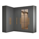 Ver imagem 2 de Guarda-Roupas Modulação Puxadores em MDF e Espelhos Paris Cinza/Onix