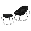 Ver imagem 4 de Poltrona Womb Chair com Puff Linho Base Preta Linha Premium Leitura Relaxamento Sala Moderna - Preto