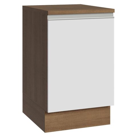 Balcão de Cozinha 50cm 1 Porta Rustic/Branco Glamy Madesa Rustic/Branco