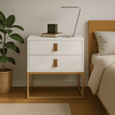 Ver imagem 2 de Kit 2 Mesas de Cabeceira Unic 45 Moderno Base Metalica Dourada:branco/dourado