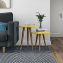 Ver imagem 2 de Conjunto Mesa Lateral e Apoio Retrô com Pé Palito de Madeira Lírio:Amarelo