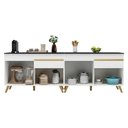 Ver imagem 2 de Kit Armário de Cozinha Gabinete Pia 120cm Veneza Multimóveis Mp2159 Branco/dourado