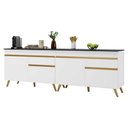 Ver imagem 1 de Kit Armário de Cozinha Gabinete Pia 120cm Veneza Multimóveis Mp2159 Branco/dourado