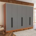 Ver imagem 1 de Guarda-roupa Casal Valência 6 Portas 4 Gavetas Freijó/cinza - Politorno