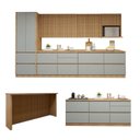 Ver imagem 3 de Cozinha Completa Modulada 10 Peças 14 Portas 11 Gavetas com Rodapé Norten Verde/Nature