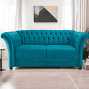 Ver imagem 1 de Sofá Recamier Divã Chesterfield 185cm Sofia Suede Azul Turquesa Capitonê- Mabe Magazine